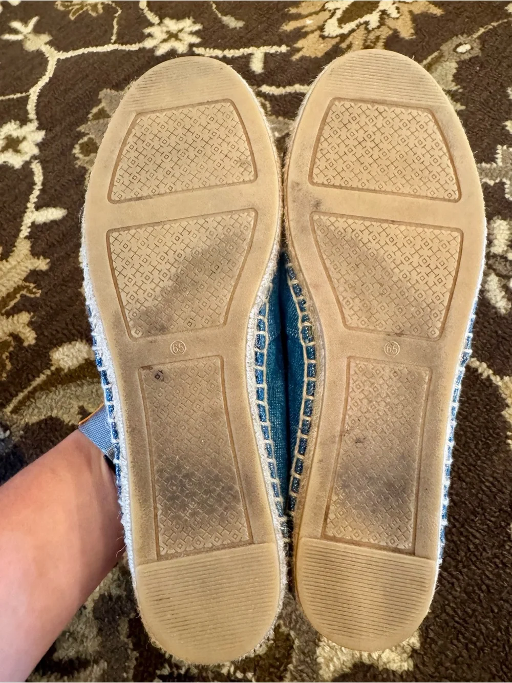 Tory Burch Blue Denim and Black Leather Espadrilles